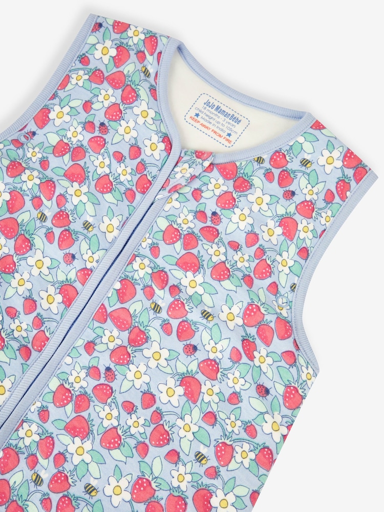 JoJo Maman Bébé Blue Strawberry 2.5 Tog Toddler Sleeping Bag - Image 2 of 3