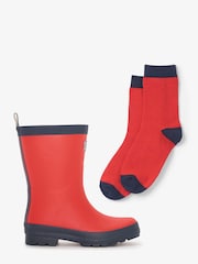 Hatley Shiny Wellies & Matching Socks - Image 3 of 3