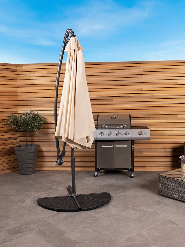 Charles Bentley Beige Cream 3m Hanging Banana Cantilever Garden Umbrella - Image 2 of 6