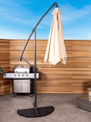 Charles Bentley Beige Cream 3m Hanging Banana Cantilever Garden Umbrella - Image 3 of 6