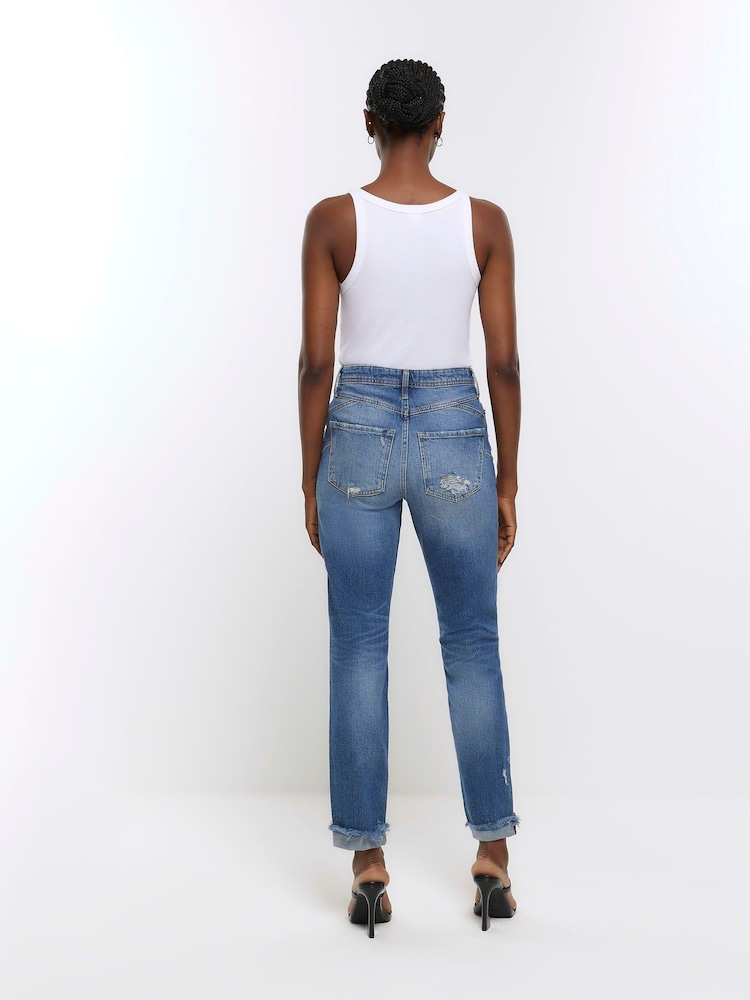 River Island Blue High Rise Bum Sculpt Mom Jeans - Image 2 of 5