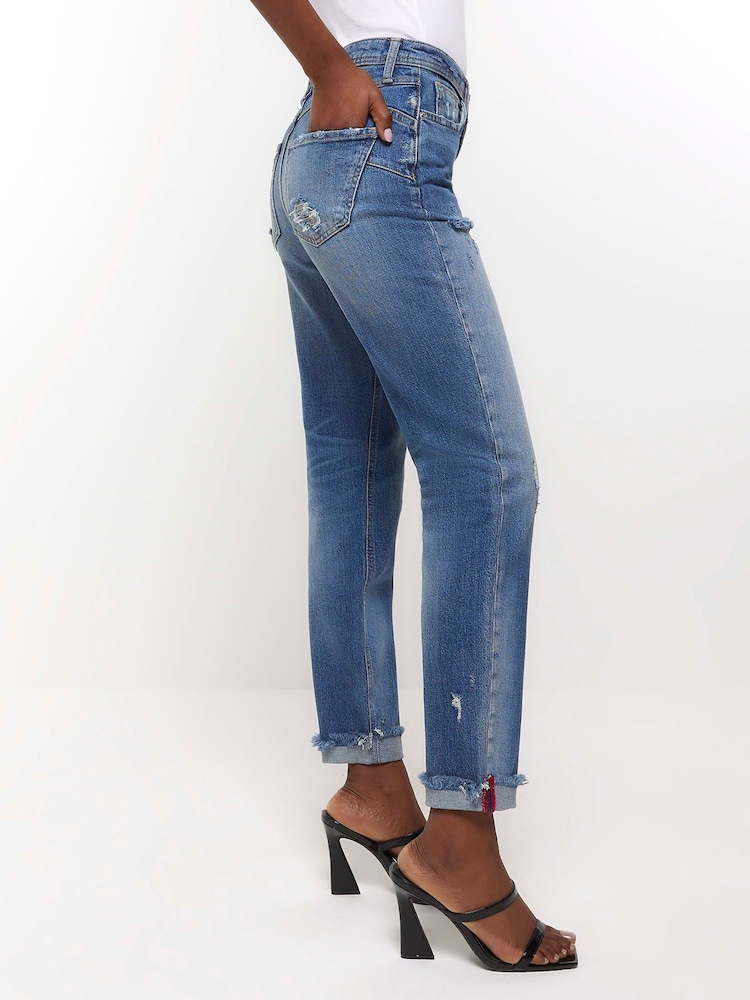 River Island Blue High Rise Bum Sculpt Mom Jeans - Image 4 of 5
