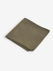 Olive Green Satin Tie And Pocket Square Set - Image 4 of 5