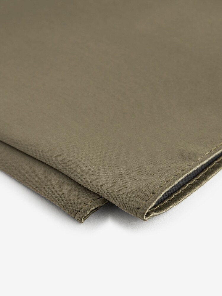 Olive Green Satin Tie And Pocket Square Set - Image 5 of 5