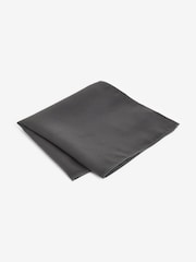 Charcoal Grey Satin Tie And Pocket Square Set - Image 4 of 5