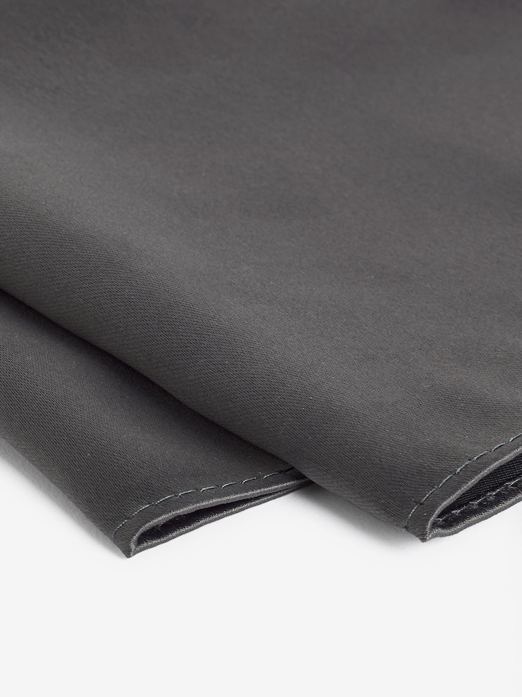 Charcoal Grey Satin Tie And Pocket Square Set - Image 5 of 5