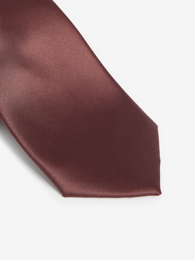Rust Orange Satin Tie And Pocket Square Set - Image 5 of 5