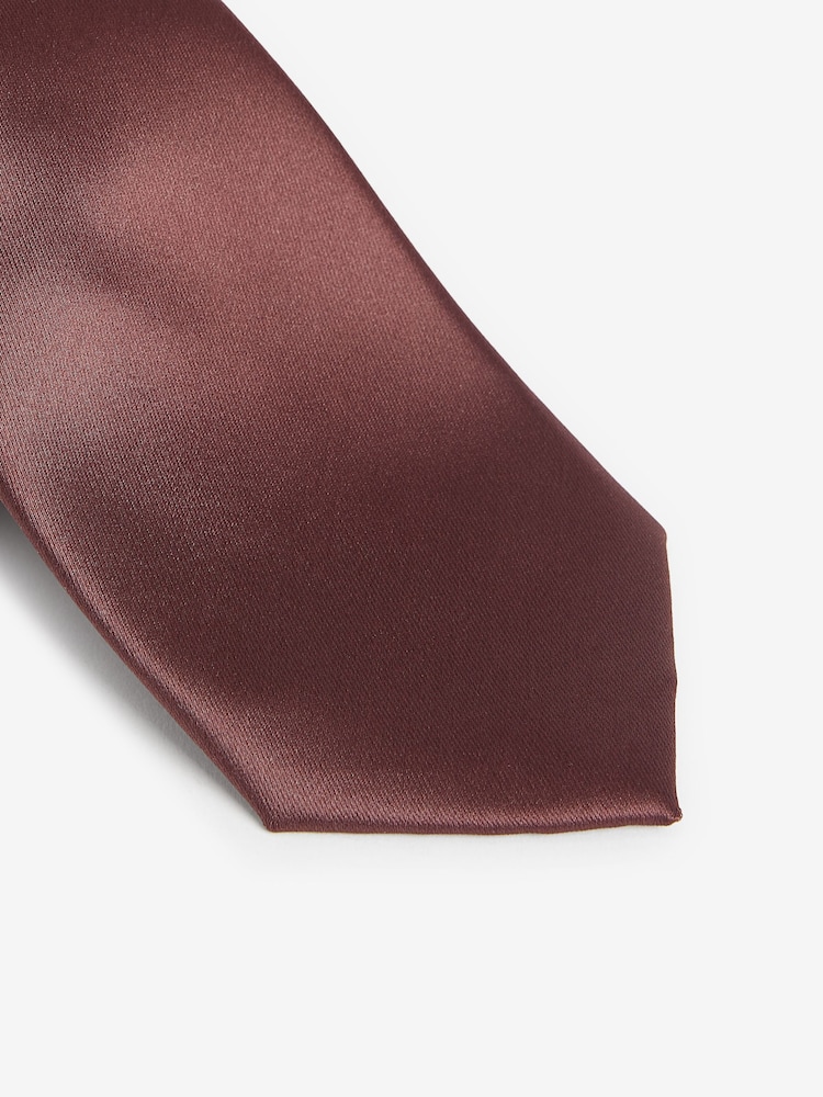 Rust Orange Satin Tie And Pocket Square Set - Image 5 of 5 Rust Orange Satin Tie And Pocket Square Set - Image 5 of 5