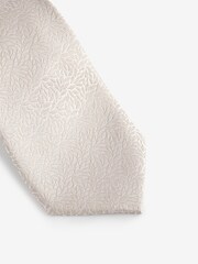Champagne Gold Jacquard Leaf Tie And Pocket Square Set - Image 2 of 5