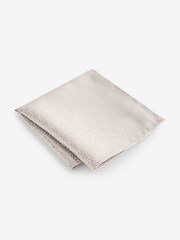 Champagne Gold Jacquard Leaf Tie And Pocket Square Set - Image 4 of 5