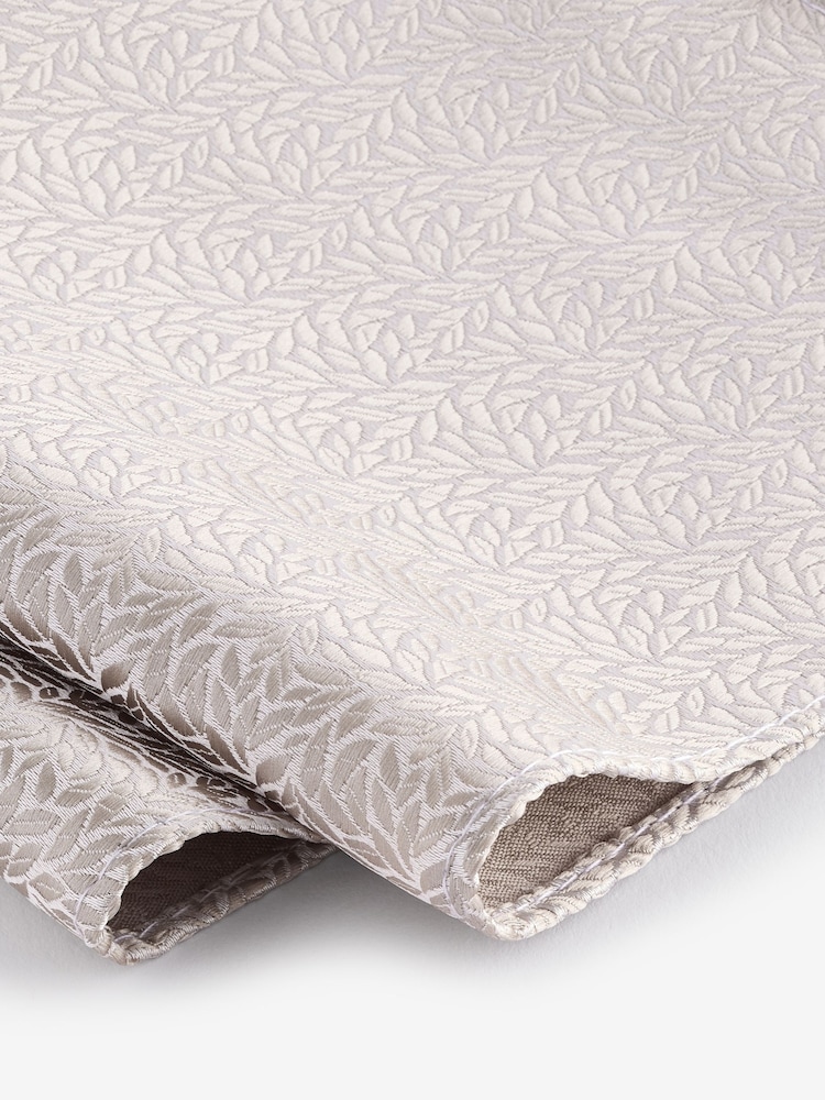 Champagne Gold Jacquard Leaf Tie And Pocket Square Set - Image 5 of 5