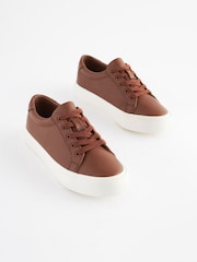 Tan Brown Lace Up Smart Trainers - Image 1 of 7