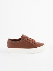 Tan Brown Lace Up Smart Trainers - Image 2 of 7