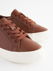 Tan Brown Lace Up Smart Trainers - Image 3 of 7