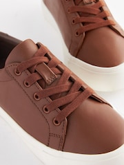 Tan Brown Lace Up Smart Trainers - Image 4 of 7