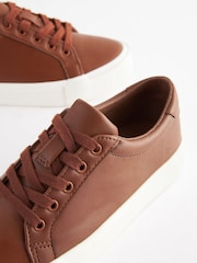 Tan Brown Lace Up Smart Trainers - Image 5 of 7