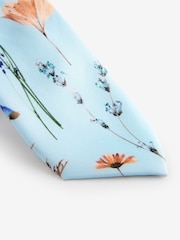 Light Blue Pressed Flower Tie, Pocket Square And Pin Set - Image 3 of 5