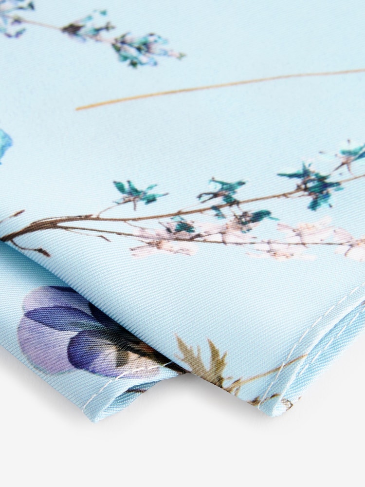 Light Blue Pressed Flower Tie, Pocket Square And Pin Set - Image 5 of 5