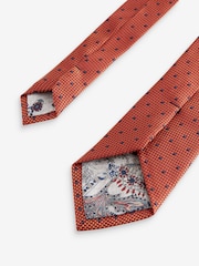 Orange/Navy Blue Polka Dot Slim Pattern Tie - Image 3 of 3