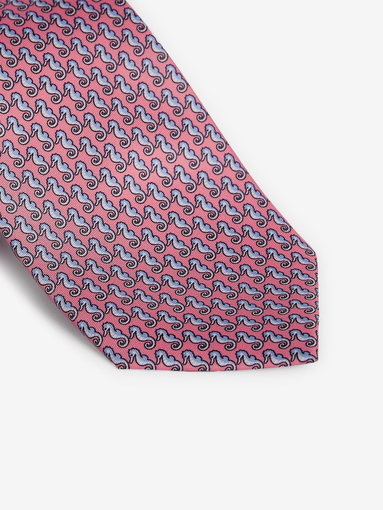 Pink Seahorse Pattern Tie - Image 2 of 3