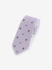 Lilac Purple Floral Slim Pattern Tie - Image 1 of 3