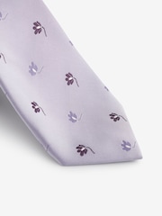 Lilac Purple Floral Slim Pattern Tie - Image 2 of 3