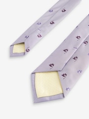 Lilac Purple Floral Slim Pattern Tie - Image 3 of 3
