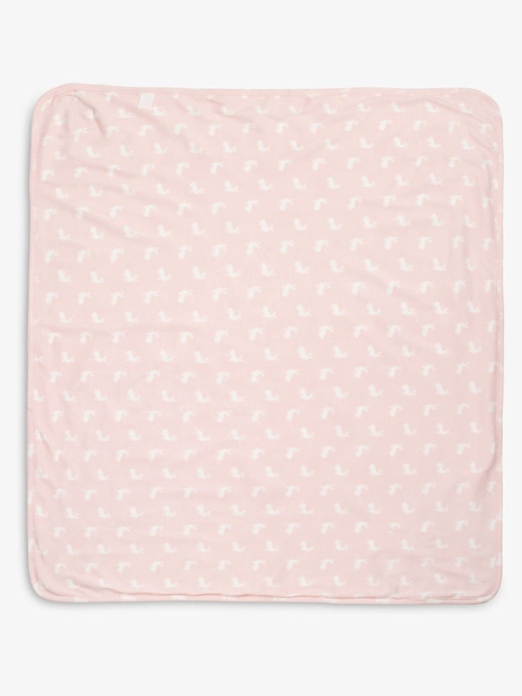 The Little Tailor Pink Baby Soft Jersey 100% Cotton Bunny Print Blanket - Image 3 of 5