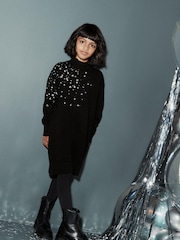 Black/Pewter Sequin Jumper Dress (3-16yrs) - Image 1 of 6