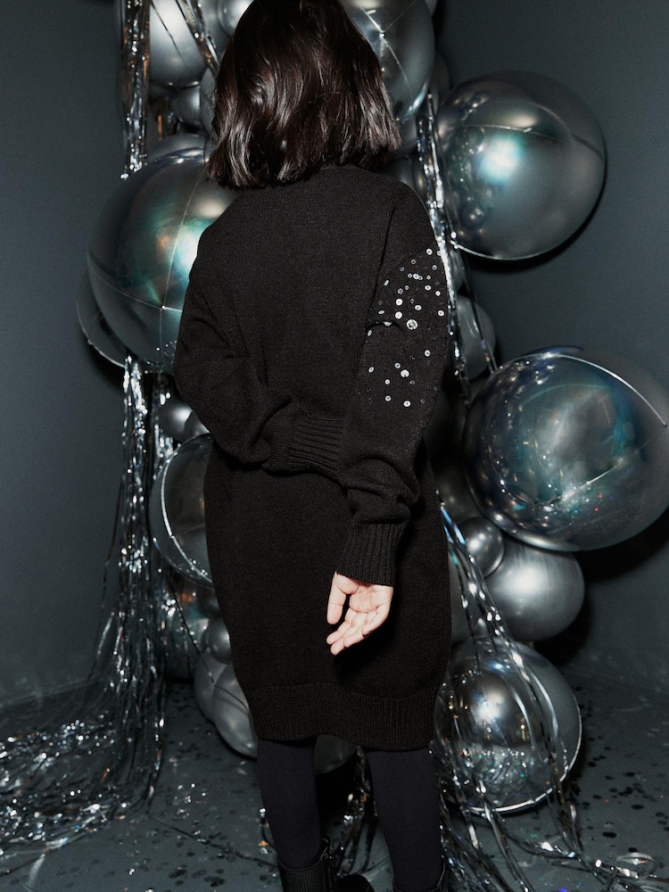 Black/Pewter Sequin Jumper Dress (3-16yrs) - Image 2 of 6
