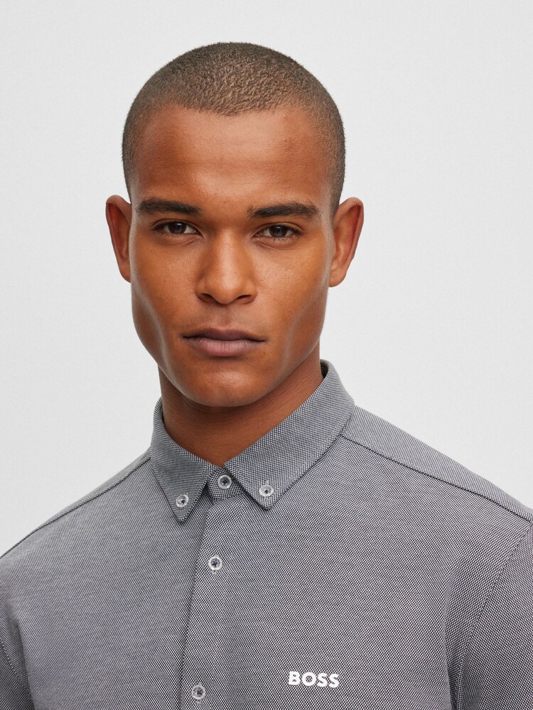 BOSS Light Grey Biadia Short Sleeve Logo Shirt - Image 1 of 6