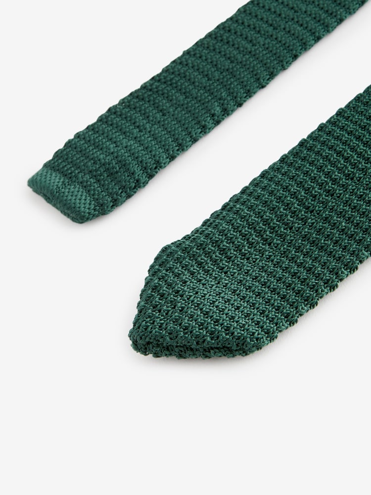 Forest Green Slim Knitted Tie - Image 3 of 3