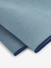 Neutral Brown Sarasa/Blue 100% Linen Tie And Pocket Square Set - Image 5 of 5