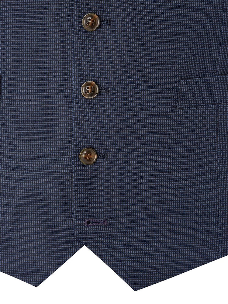 Skopes Blue Fallon Wool Blend Tailored Fit Suit Waistcoat - Image 4 of 4