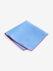 Pink Floral/Blue Slim Tie And Pocket Square Set - Image 4 of 5