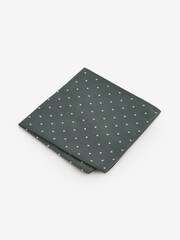 Moss Green Polka Dot Silk Tie And Pocket Square Set - Image 3 of 6