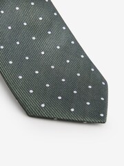 Moss Green Polka Dot Silk Tie And Pocket Square Set - Image 4 of 6