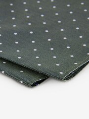 Moss Green Polka Dot Silk Tie And Pocket Square Set - Image 6 of 6