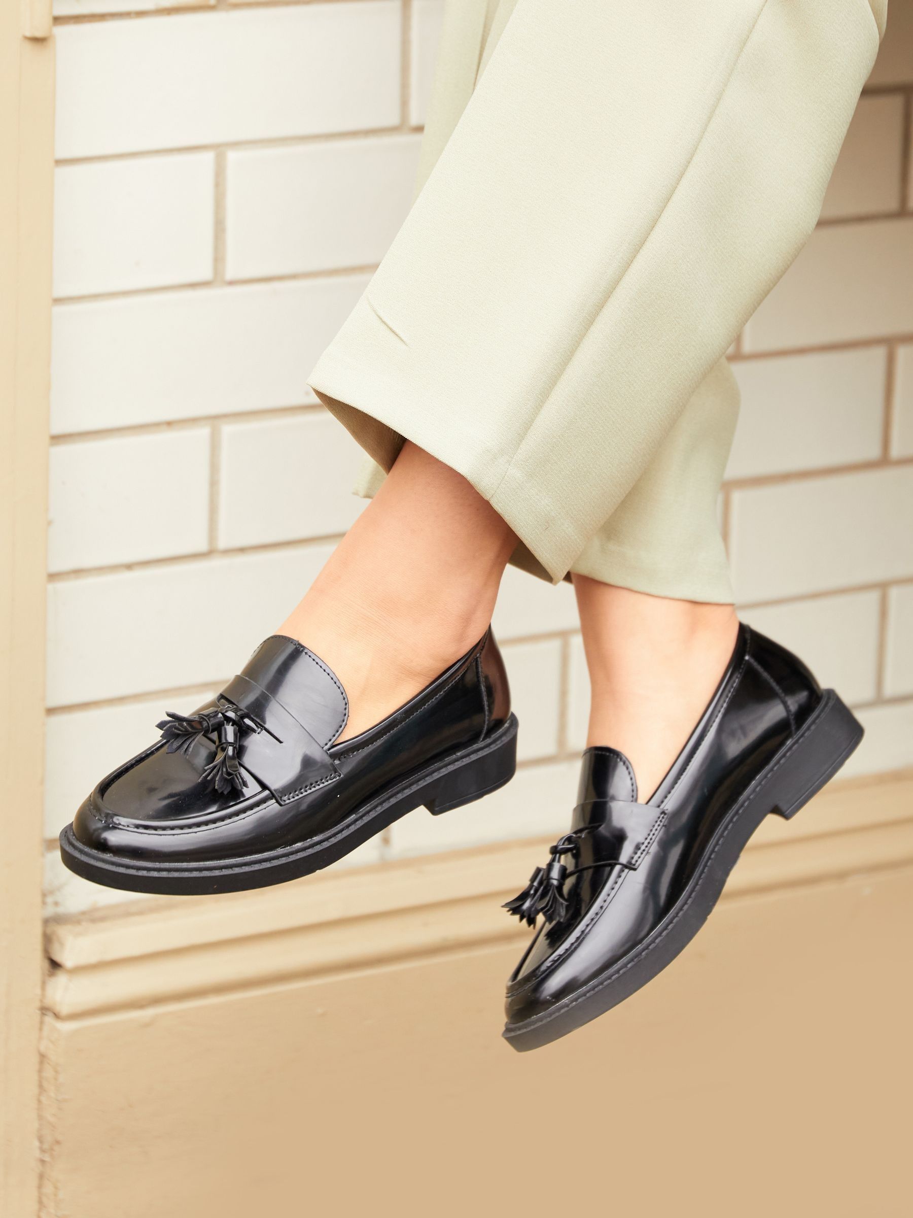 Buy Linzi Black High Shine Rosalie High Shine Penny Loafers from