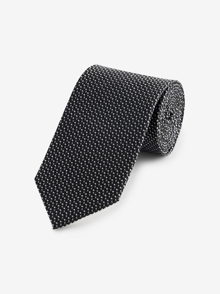Gris de charbon de bois - Cravate texturée en soie - Image 1 de 3