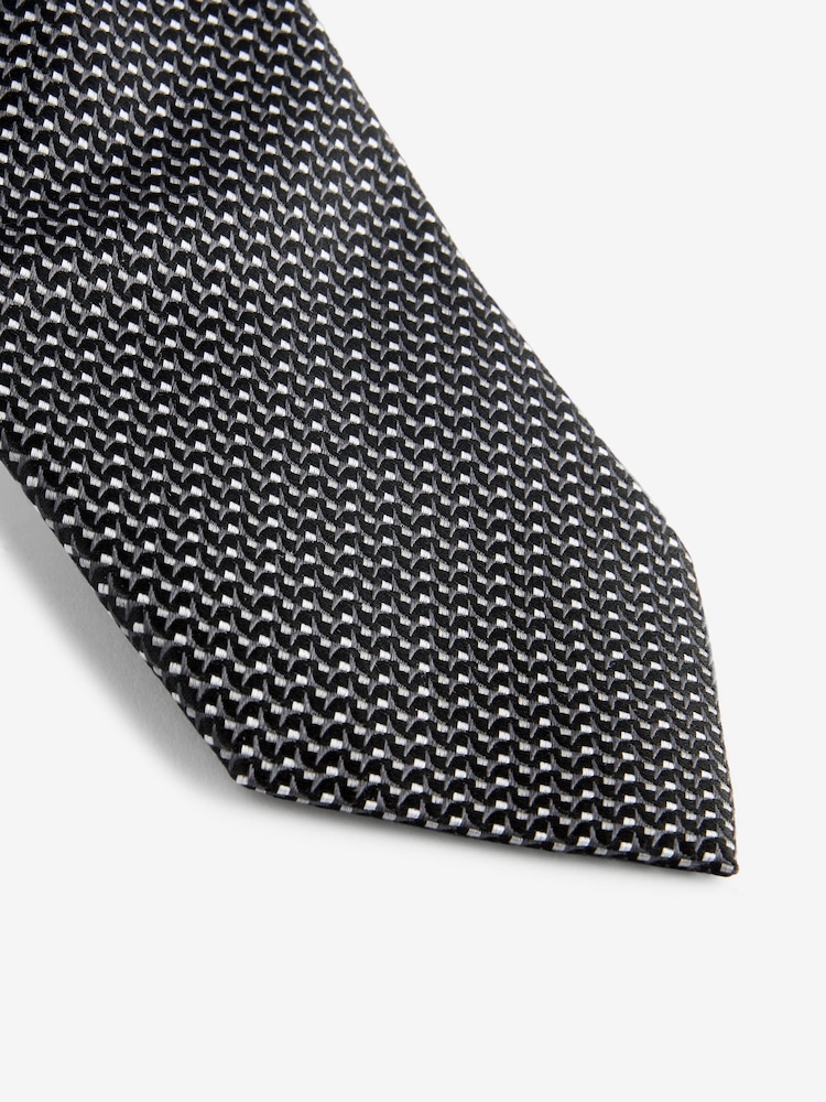Gris de charbon de bois - Cravate texturée en soie - Image 2 de 3