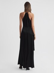 Reiss Black Luna Satin Bow Halterneck Maxi Dress - Image 5 of 5