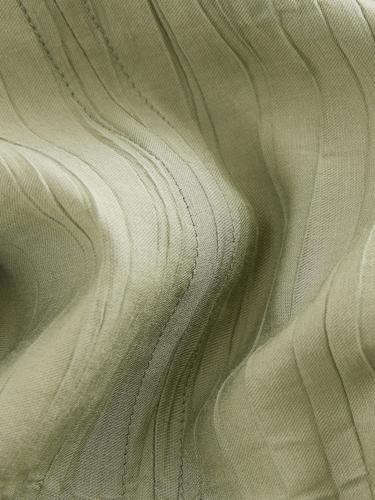 Sage Green Gathered Short Sleeve Textured Boxy T-Shirt - Image 6 of 6