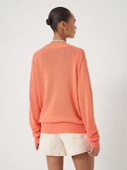 Hush Orange Coralie Linen Blend V-Neck Jumper - Image 3 of 5