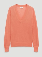 Hush Orange Coralie Linen Blend V-Neck Jumper - Image 5 of 5