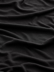 Black Short Sleeve Rib Pyjamas - Image 9 of 9