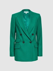 Reiss Green Logan Single Breasted Twill Blazer - Image 2 of 5