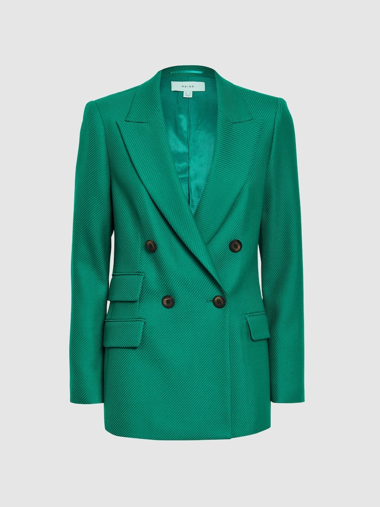 Reiss Green Logan Single Breasted Twill Blazer - Image 2 of 5