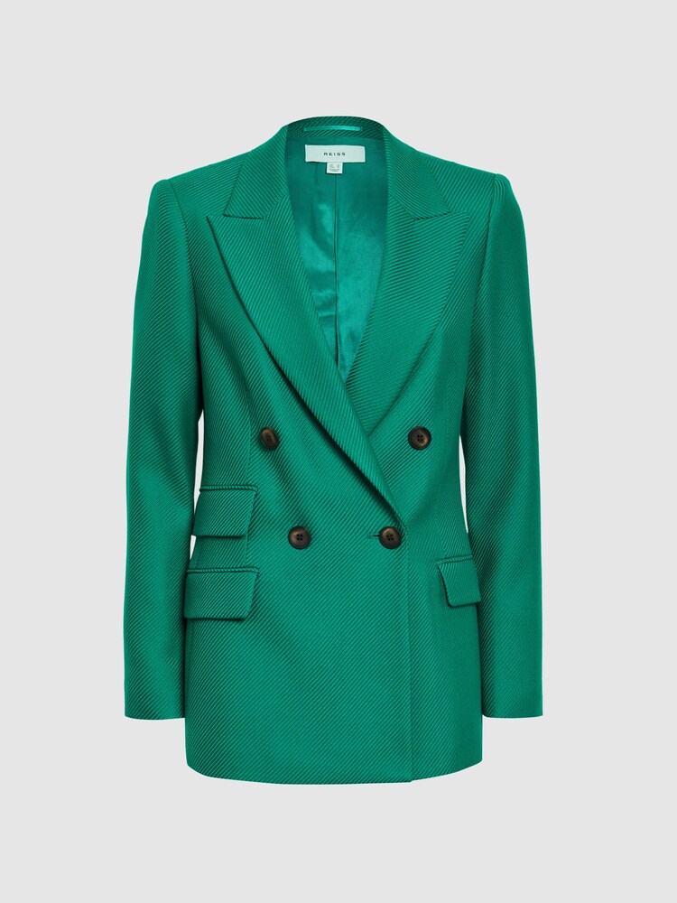 Reiss Green Logan Single Breasted Twill Blazer - Image 2 of 5 Reiss Green Logan Single Breasted Twill Blazer - Image 2 of 5