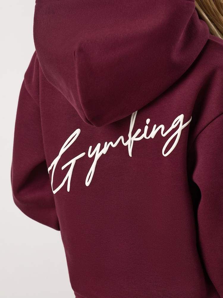 Gym King Red Script Relaxed Fit Hoodie - Image 4 of 4 Gym King Red Script Relaxed Fit Hoodie - Image 4 of 4